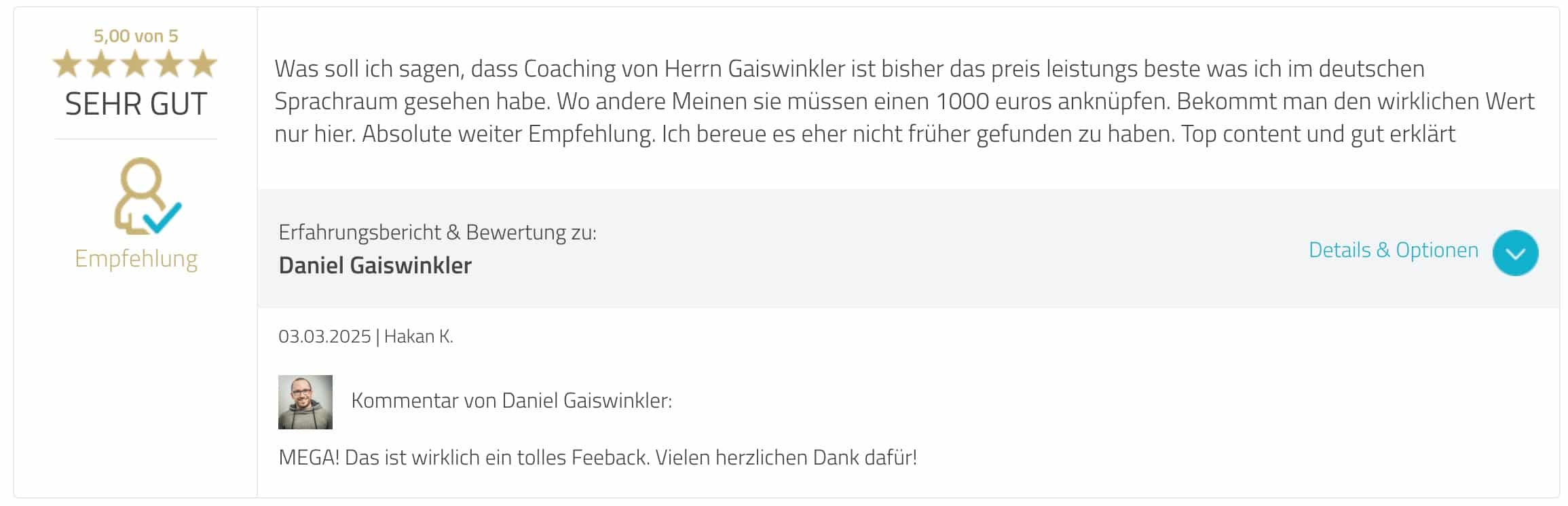 Kundenfeedback Success on Demand